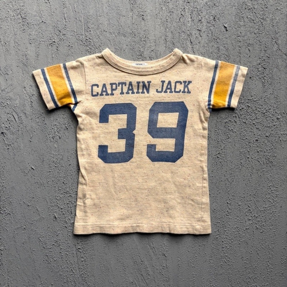 Denim Dungaree T Shirt Small 110CM Beige Captain Jack Baby Tee Japan